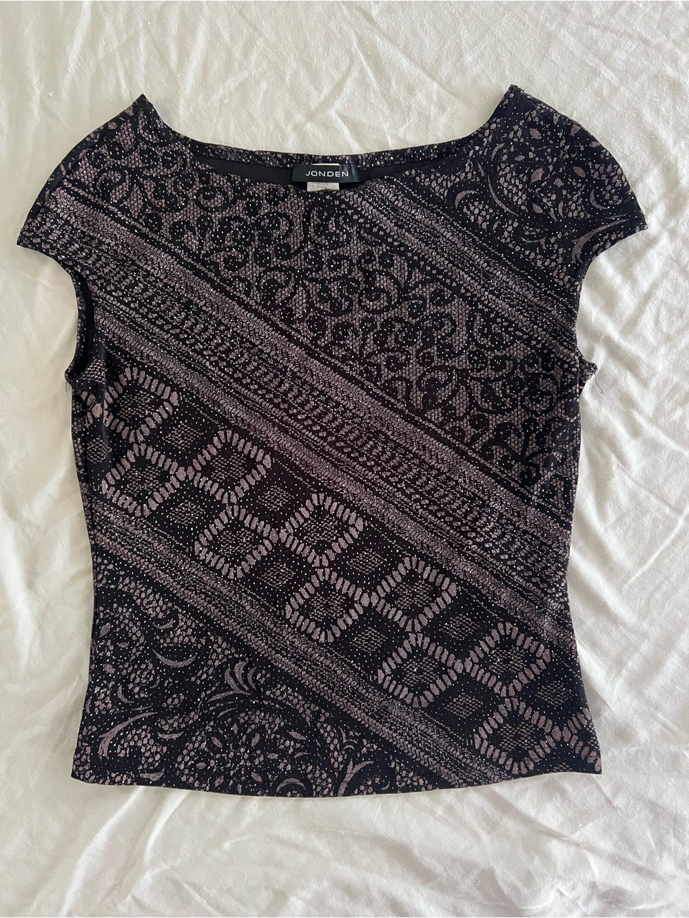 Jonden Metallic Boho Knit Patterned Top Size Medium
